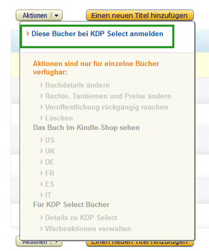 eBook bei KDP Select anmelden